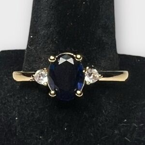 18k Rose Gold Plated Ring with Blue Stone